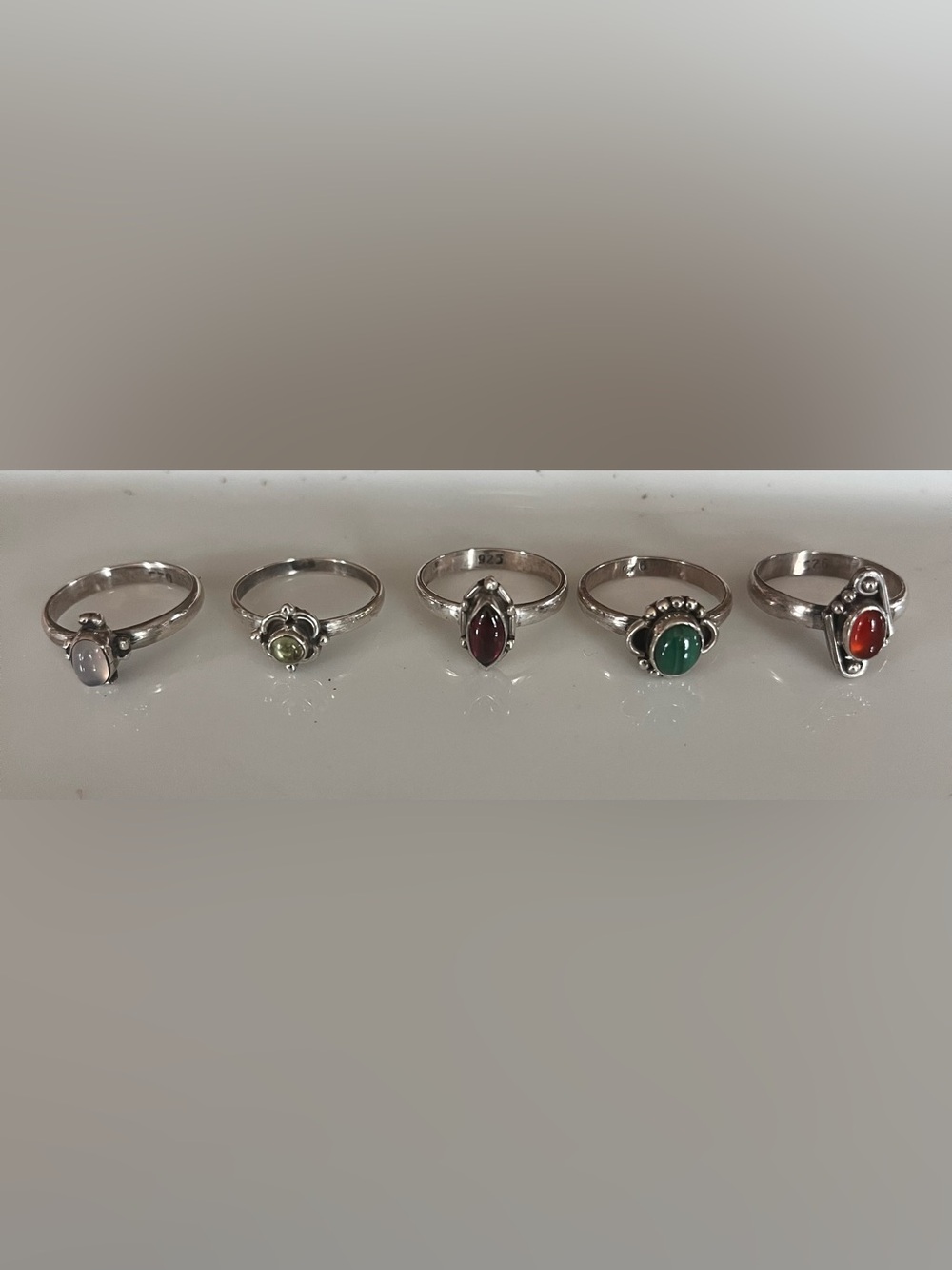 Set of 5 Sterling Silver Rings - 925
